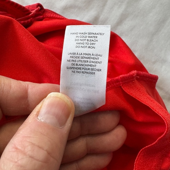 ROOTS Women's One-Piece Swimsuit 14 Allover Leaf Print Criss-Cross Straps Red - Picture 14 of 15